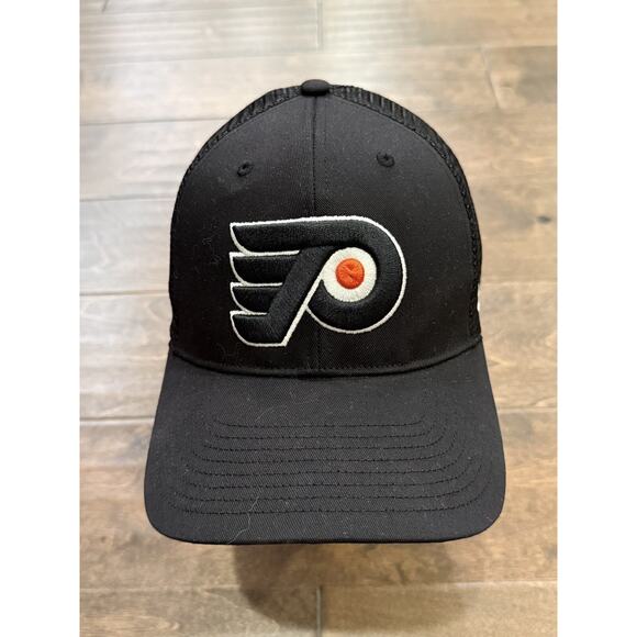 47 Brand Mens Black NHL Philadelphia Flyers “P”SnapBack Hat Baseball Trucker Cap - Picture 2 of 8